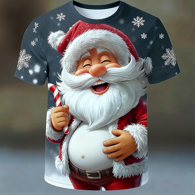 Christmas Men's Santa Claus T Shirt Short Sleeve T shirt 3D Print Crew Neck Shirt Daily Designer Artistic Vacation Party Street Red Blue Purple All Seasons Clothing Apparel S M L XL XXL XXXL2