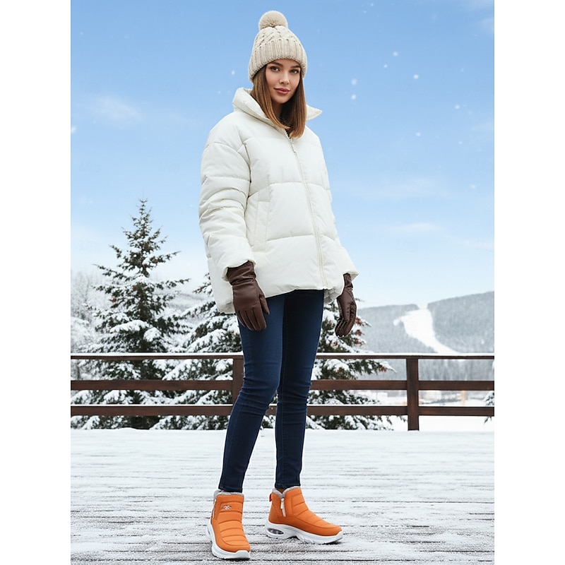 Women's Orange Waterproof Winter Snow Boots – Warm Fur-Lined Ankle Boots for Outdoor, Hiking and Cold Weather4
