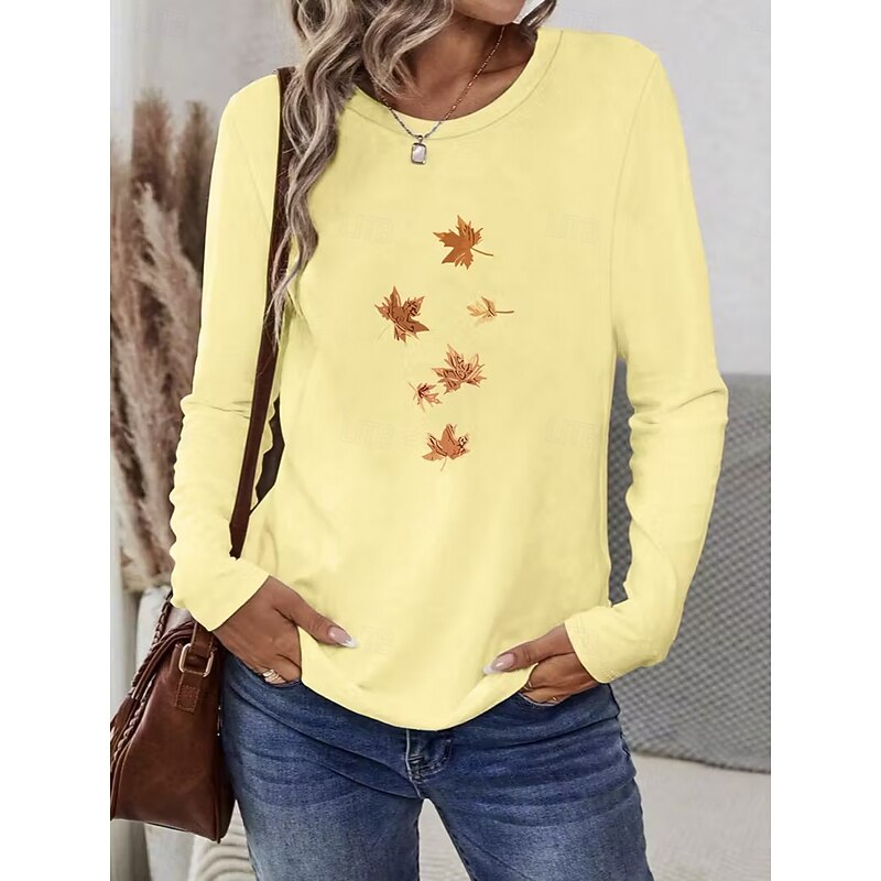 Women's T Shirt Floral Graphic Vintage Fashion Stylish Long Sleeve Crew Neck Round Neck Regular Tops Daily Weekend Print Black White Yellow Red Green Summer Spring Fall4