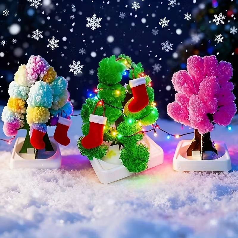3pcs Mini Christmas Tree Magic Growing Paper Tree Colorful DIY Crystal Growing Kit/Ornaments Decoration Novelty Xmas Gift Kits. Christmas Decorations Holiday Decorations Festive Ornaments Colorful