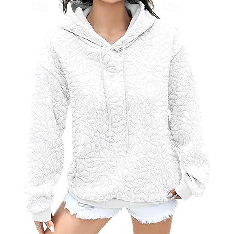 Women's Pullover Hoodies Plain Fashion Casual Long Sleeve Hooded Regular Tops Street Dailywear Pocket Black White Wine Navy Blue Brown Fall Winter