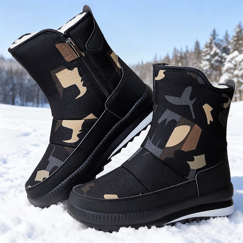 Men's Non-Slip Warm Winter Snow Boots with Side Zipper, Casual Outdoor Waterproof Ankle Shoes for Cold Weather3