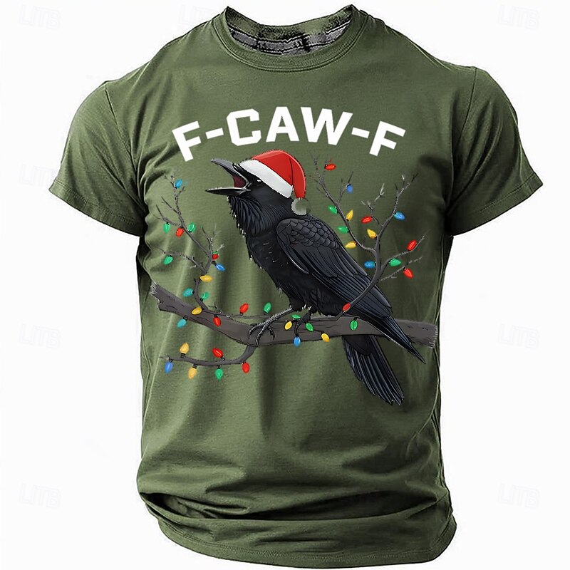 Christmas F Caw F TShirt Funny Raven Graphic Tee Holiday Humor Gift for Men Dad Husband Friends  White Red Blue All Seasons Clothing Apparel S M L XL XXL XXXL4