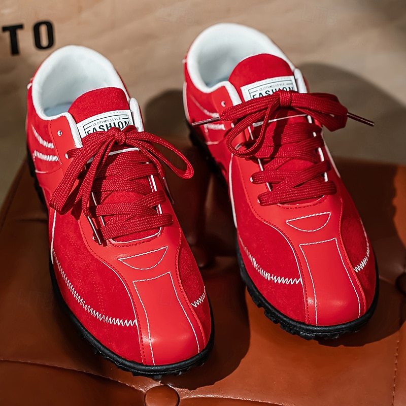 Men's Red Casual Sneakers with Stitch Detailing and Soft Sole, Breathable Sporty Shoes for Outdoor Activities, Walking and Daily Fashion3