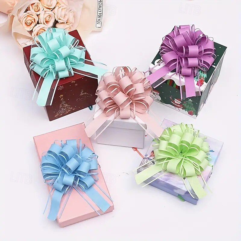 20pcs Christmas Ribbon Bows Ornaments Xmas Tree Decorations – 3D Macaron Flower Gift Bows, 4.7-Inch in Blue, Purple, Pink & Green, Perfect for Christmas, Valentine’s Day, Mother’s Day and Birthday Party Decor2