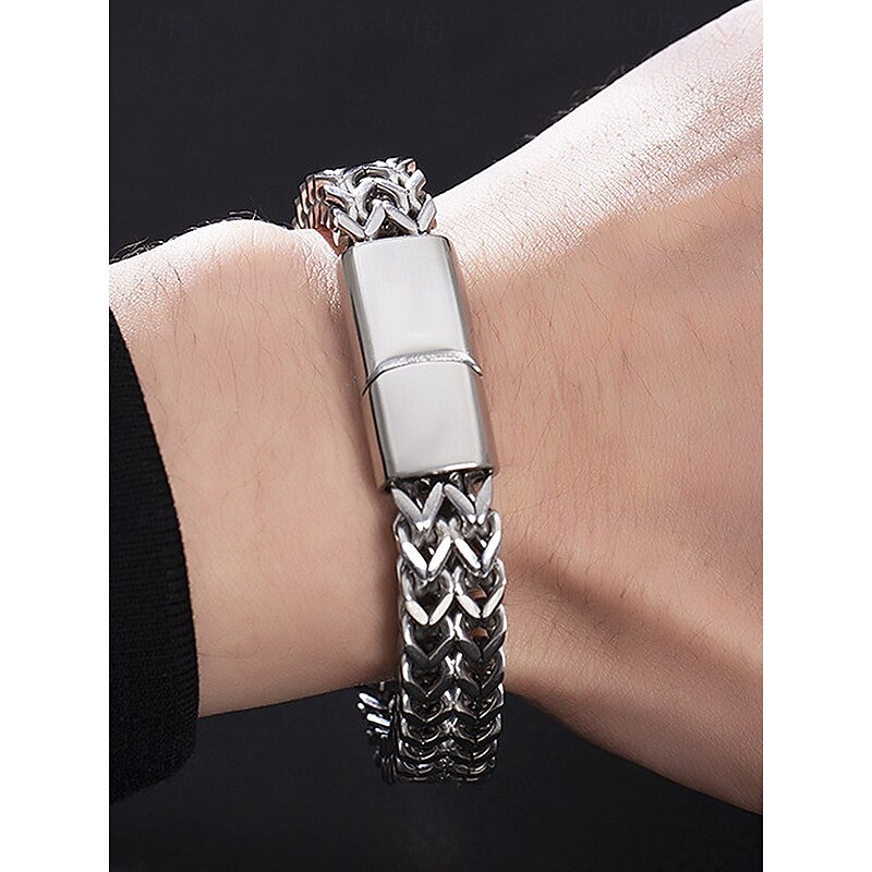 Men's Stainless Steel Braided Chain Bracelet with Magnetic Clasp – Modern Fashion Jewelry for Casual, Business and Party Wear3