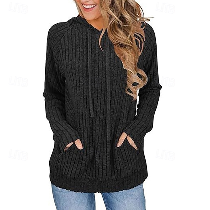 Women's Pullover Hoodies Plain Fashion Basic Casual Long Sleeve Hooded Regular Tops Street Dailywear Drawstring Pocket Black Red Navy Blue Purple Green Spring Fall