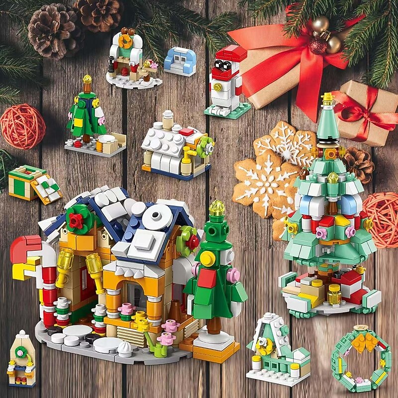 Christmas Advent Calendar Building Blocks for Kids Xmas Countdown Gift, 2025 Christmas Countdown Toy Set with 24 Daily Surprises, Includes Christmas Tree, Train & House Building Sets, Holiday Gift for Boys & Girls3