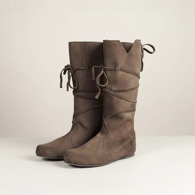 Women's Brown Lace-Up Medieval Style Boots - Perfect for Renaissance Fairs, Cosplay Events, and Outdoor Medieval Themed Gatherings2