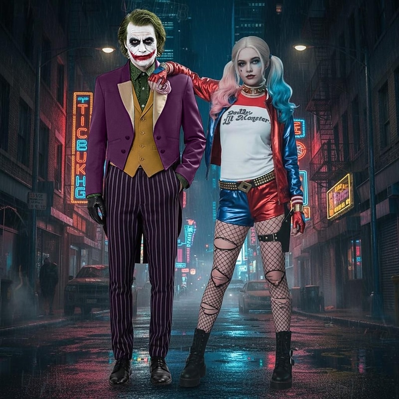 Harley Quinn Joker Suicide Squad Cosplay Costume Outfits Halloween Group Couples Costumes Sexy Costume Movie Cosplay for Women's Girls' Kid's Adults' Halloween Children's Day