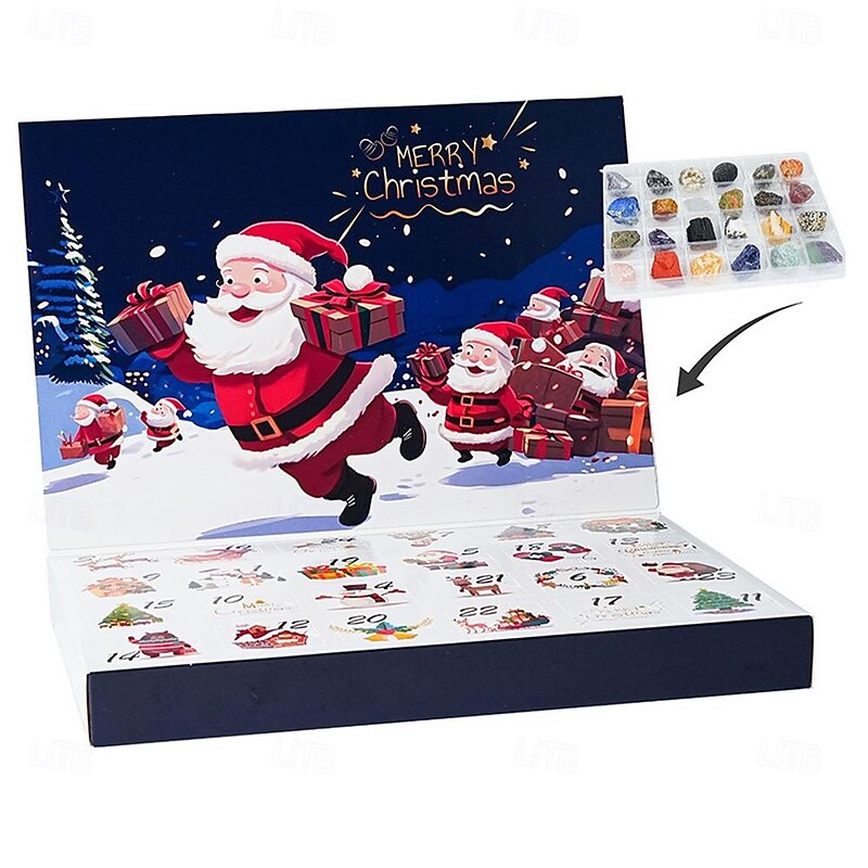 Christmas Advent Calendar 24 Days Rock Collection Christmas Countdown Calendar Rock Minerals 24 Day Christmas Countdown Christmas Kids Gifts Gemstone Blind Box2