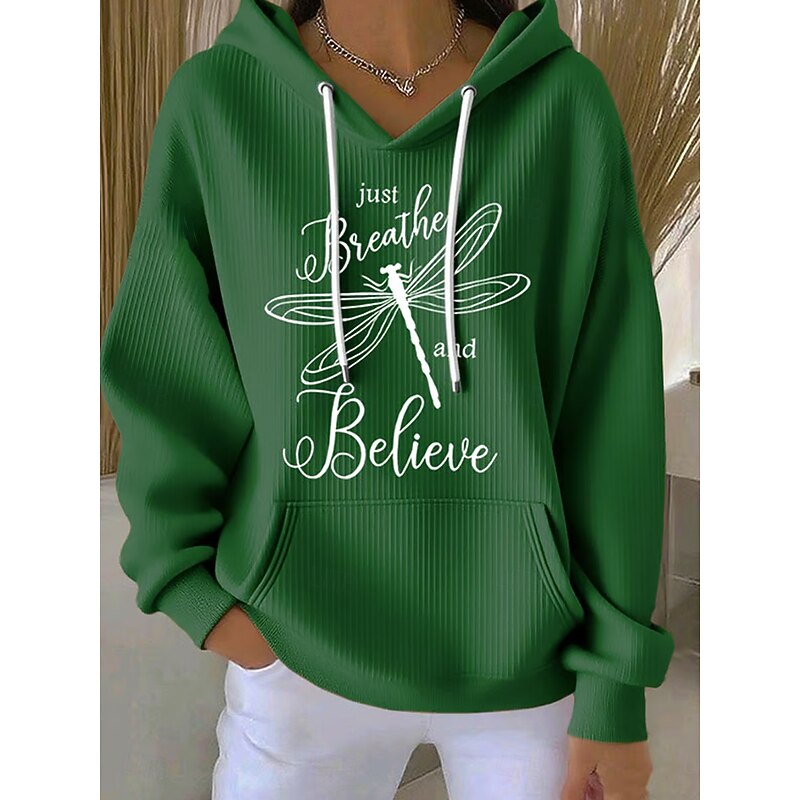 Women's Pullover Hoodie Sweatshirt Graphic Letter Punk Active Vintage Long Sleeve Hooded Regular Tops Street Dailywear Casual Print Front Pocket White Pink Green Spring Fall Winter3