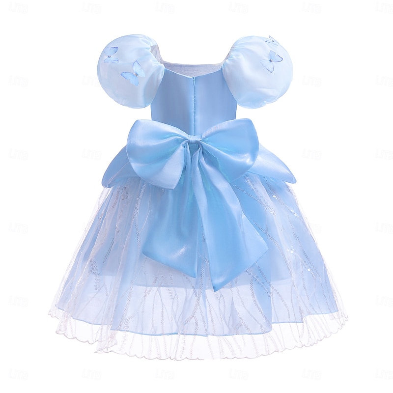 Frozen Fairytale Princess Elsa Flower Girl Dress Theme Halloween Costume Tulle Dresses Cosplay Movie Cosplay for Girls' Kid's Carnival Masquerade Wedding Wedding Guest3
