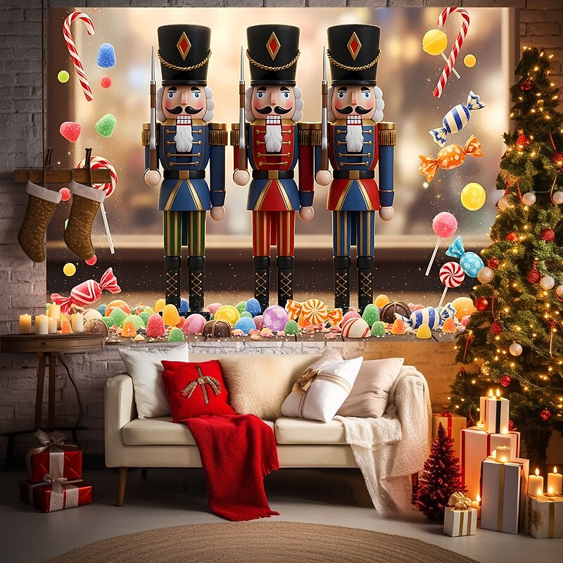 Christmas Tapestry Banners Blanket Walnut Soldiers Cozy Party Living Room Dorm Shooting Backgrounds Yard Gift Home Decor3