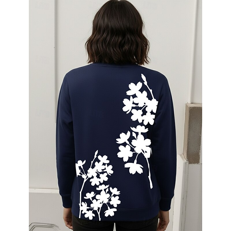Women's Pullover Sweatshirt Zip Up Sweatshirts Floral Fashion Casual Long Sleeve Crew Neck Regular Tops Street Dailywear Casual Zipper Print Pink Navy Blue Green Spring Fall Winter3