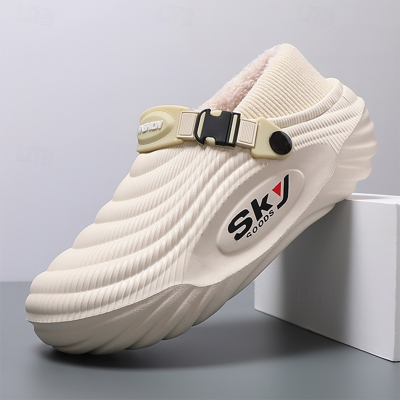 Men's Beige Slip-On Casual Sneakers with Textured Sole and Adjustable Strap, Lightweight Breathable Walking Shoes for Outdoor and Everyday Wear
