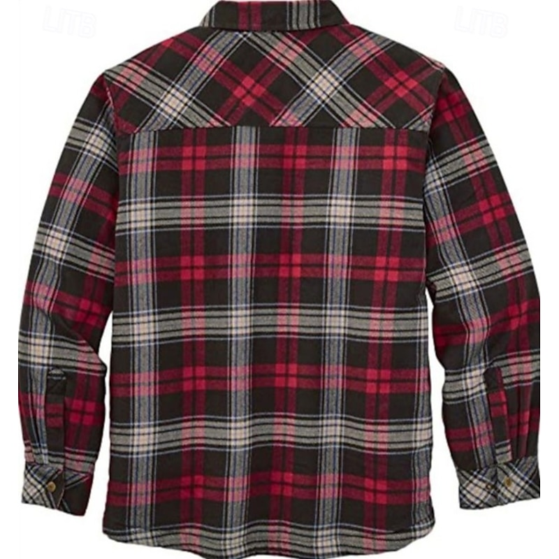Men's Plaid Flannel Shirt Overshirt Long Sleeve Shirt Turndown Street Daily Print Light Yellow Red+Grey+Black Black+Dark Grey+Navy Blue Blue Orange Button-Down Clothing Apparel Fashion Casual3