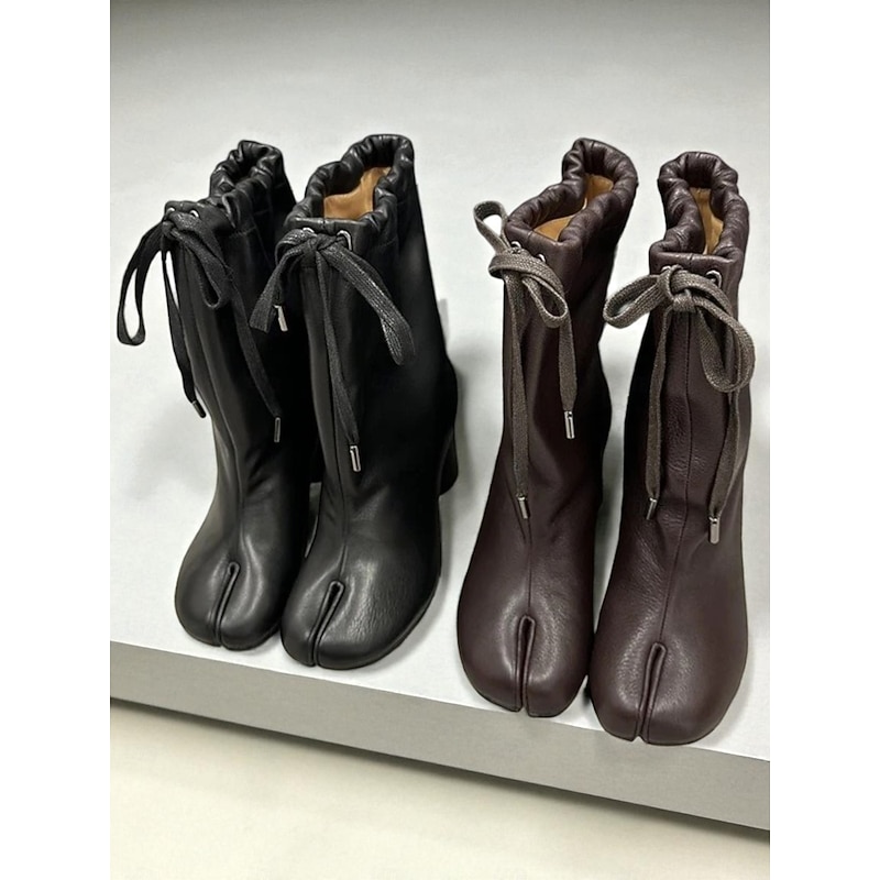 Women's Faux Leather Tabi Boots with Split Toe and Lace-Up Design Fashion Ankle Boots, Avant-Garde Streetwear, Cosplay & Casual Party Wear3