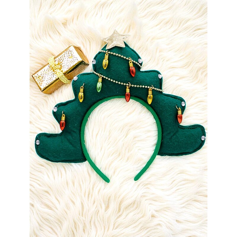 Women's Christmas Tree Headband with Ornaments and Star, Festive Holiday Costume Hair Accessory for Xmas Parties & Celebrations4