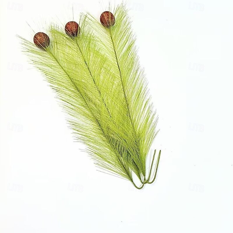 5pcs Christmas Artificial Pampas Grass Decorations, Green Stem with Red Ball Elf Ornaments for Xmas Tree, Holiday Home and Party Decor3