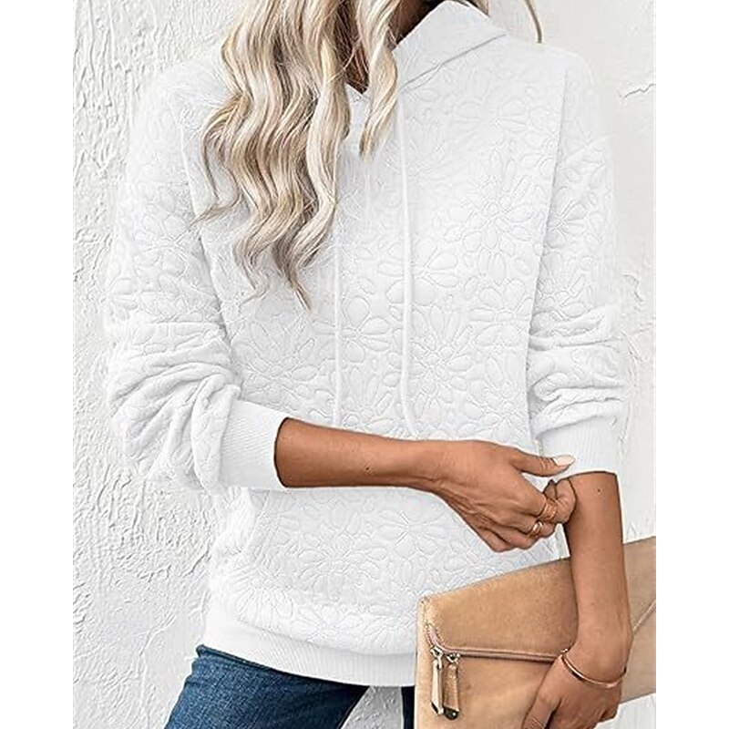 Women's Pullover Hoodies Plain Fashion Casual Long Sleeve Hooded Regular Tops Street Dailywear Pocket Black White Wine Navy Blue Brown Fall Winter2