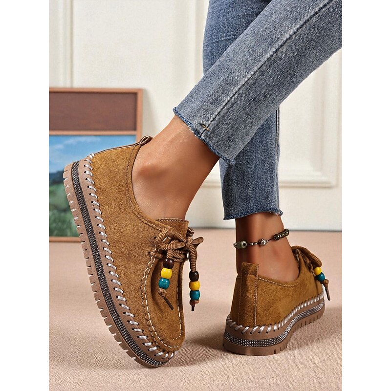 Women's Brown Moccasin Loafers with Rhinestone  Non-Slip Sole, Casual Comfort Driving Shoes for Everyday Wear & Travel4
