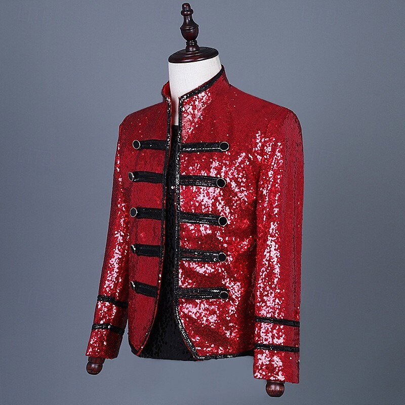 Retro Vintage Rococo Coat Masquerade Circus Jacket Prince Aristocrat Sequins Fancy Dress Men's Carnival Masquerade Mardi Gras Event / Party Adults' Coat Spring Fall & Winter3