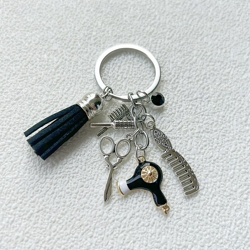 Hairstylist Gift Keychain Comb Scissors Charm Keychain Hairdresser Cosmetology Tassel Jewelry2