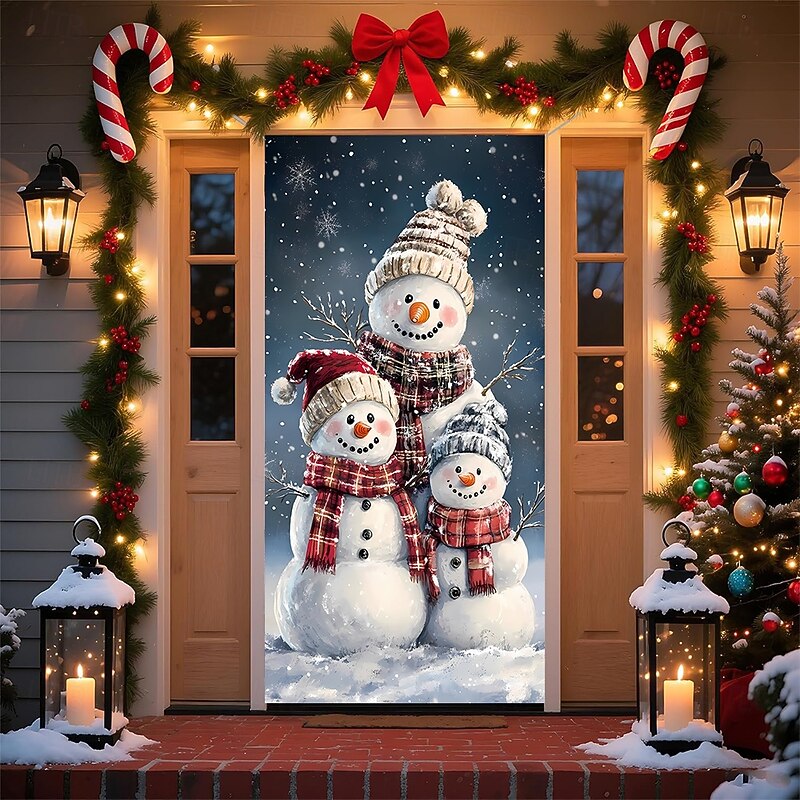 Christmas Tapestry Posters Door Cover Snowman Cute 3D Party Dorm Teens Room College Dorm Guys Man Cave Frat Bedroom Shooting Backgrounds Home Decor