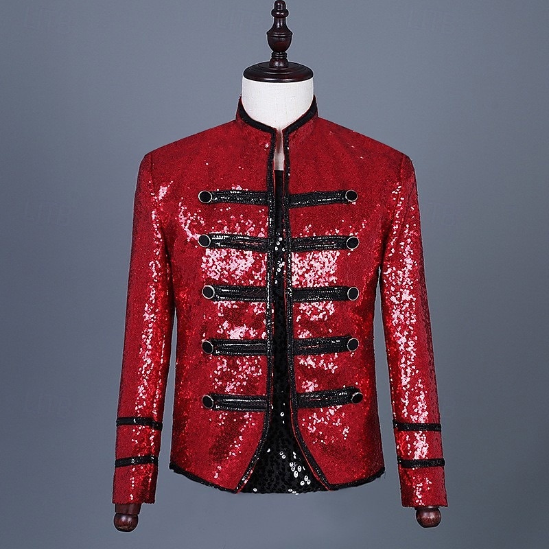 Retro Vintage Rococo Coat Masquerade Circus Jacket Prince Aristocrat Sequins Fancy Dress Men's Carnival Masquerade Mardi Gras Event / Party Adults' Coat Spring Fall & Winter