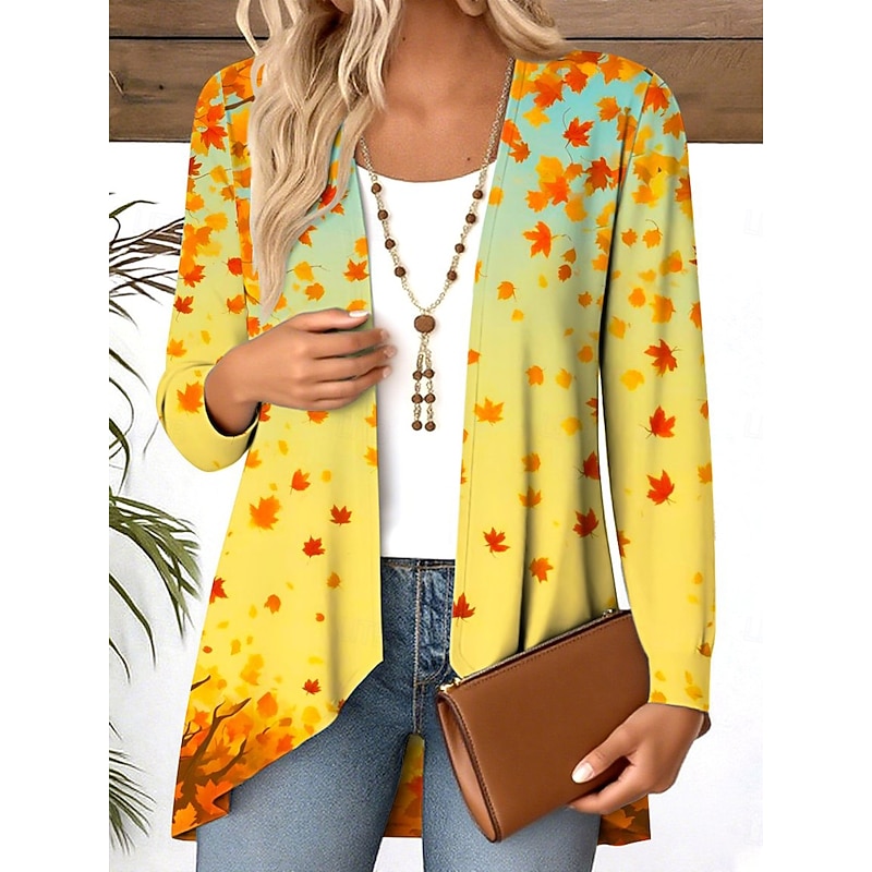 Women's Shirt Flowy Tops Floral Graphic Elegant Stylish Casual Long Sleeve Regular Tops Daily Holiday Asymmetric Hem Draped Yellow Khaki Summer Spring Fall Winter2