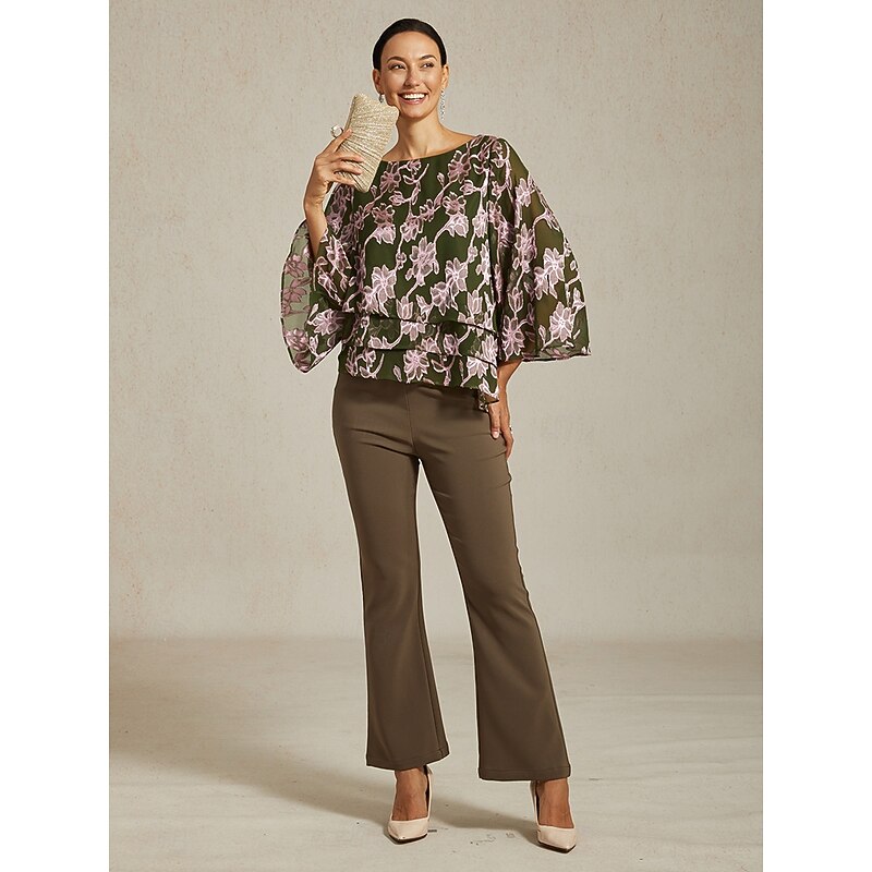 Women's Blouse Chiffon Tops Floral Elegant Stylish Casual Crew Neck Regular Tops Wedding Guest Date Night Outfits Cocktail Attire Lace Green Spring Fall Winter4