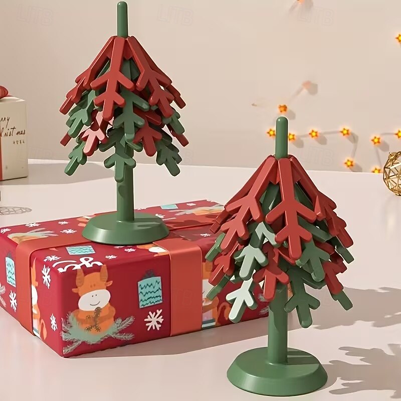 5 in 1 Heat-Resistant Table Protectors & Placemats - Tree-Shaped Hot Dishes Coasters with Green & Red Leaf Design, Decorative Heat-Resistant Coasters for Decorating Tables, Cups, Bowls and Pots2