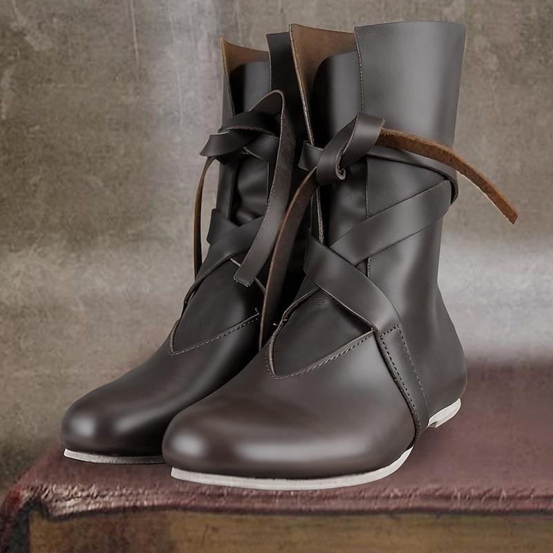 Retro Vintage Medieval Renaissance Shoes Flat Jazz Boots Turn Shoes Pirate Viking Ranger Fancy Dress Men's Women's Unisex Celtic Pirate Halloween Masquerade Party / Evening LARP Ren Faire Adults'2