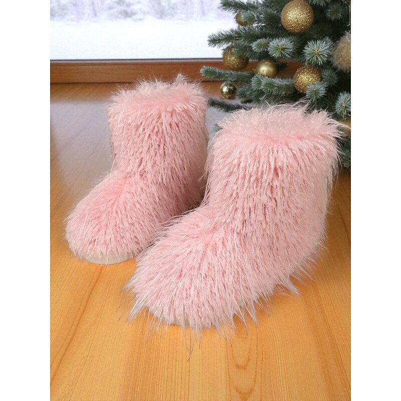 Women's Fluffy Faux Fur Snow Boots, Warm Winter Ankle Boots for Indoor & Outdoor Wear, Cozy Plush Shoes for Christmas, Ski Trips & Cold Weather3