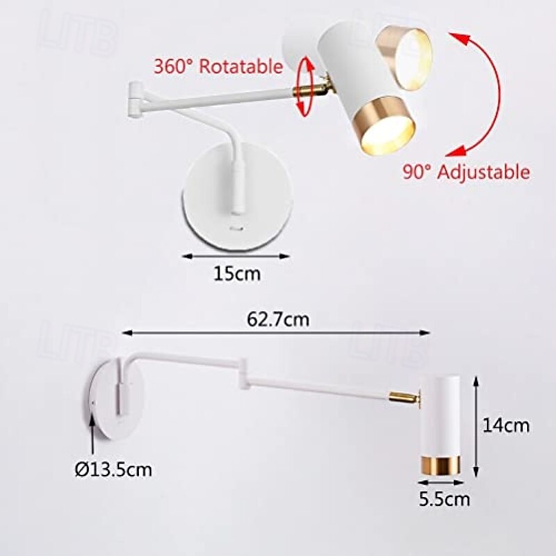 LED Wall Light Swing Arm Light Aluminum Living Room Sample Room Bedroom Bedside TV Wall Art Light Wall Light 110-240V2