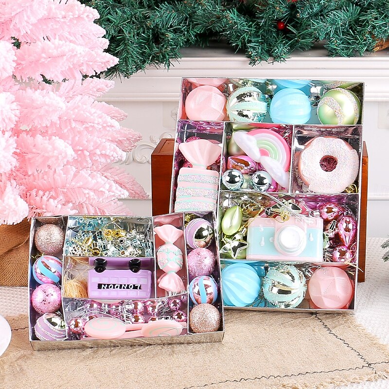 Christmas Macaron Ornament Balls Set Candy Themed Painted Plastic Hanging Decorations for Xmas Tree Holiday Decor3