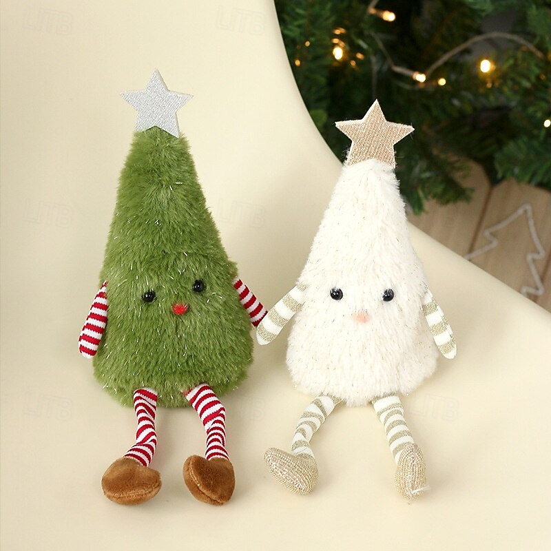 Christmas Tree Plush Doll Ornament, Cute Plush Christmas Tree Doll Tabletop Decoration, Festive Home & Party Decor Display Figurine2