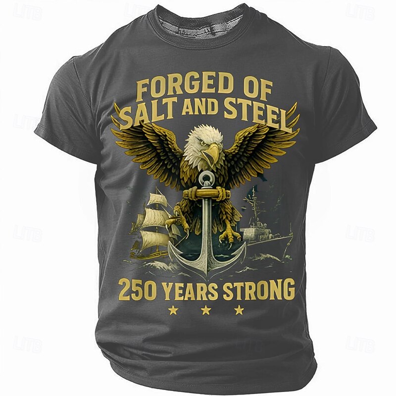 Men's American US Flag Eagle America's 250th Anniversary T Shirt Short Sleeve T shirt 3D Print Crew Neck Shirt Daily Military Street Daily Black Red Blue Summer Spring Clothing Apparel S M L XL XXL4