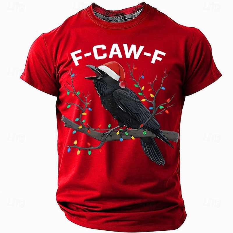 Christmas F Caw F TShirt Funny Raven Graphic Tee Holiday Humor Gift for Men Dad Husband Friends  White Red Blue All Seasons Clothing Apparel S M L XL XXL XXXL2
