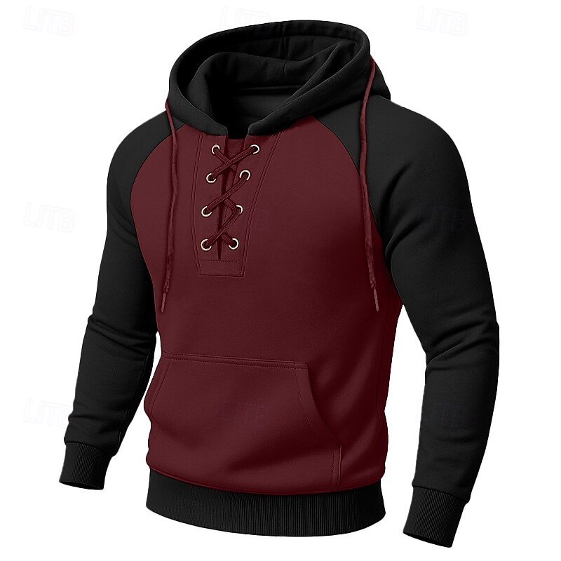 Men's Hoodie Full Zip Hoodie Tactical Hoodie Black Wine Army Green Navy Blue Khaki Hooded Plain Drawstring Patchwork Zipper Sports & Outdoor Casual Daily Streetwear Cool Sportswear Spring &  Fall2