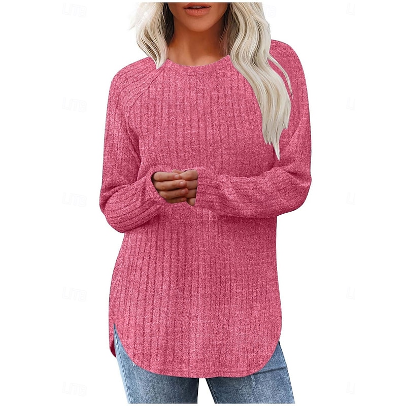Women's Blouse Solid Color Stylish Casual Long Sleeve Crew Neck Regular Tops Daily Ruched White Fuchsia Light Grey Beige Light Blue Spring Fall Winter4