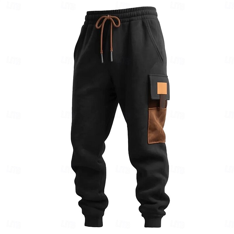 Men's Cargo Pants Sweatpants Joggers Athletic Pants Active Pants Drawstring Pocket Elastic Waist Solid Colored Moisture Wicking Breathable Full Length Outdoor Daily Running Vacation Fashion Black3