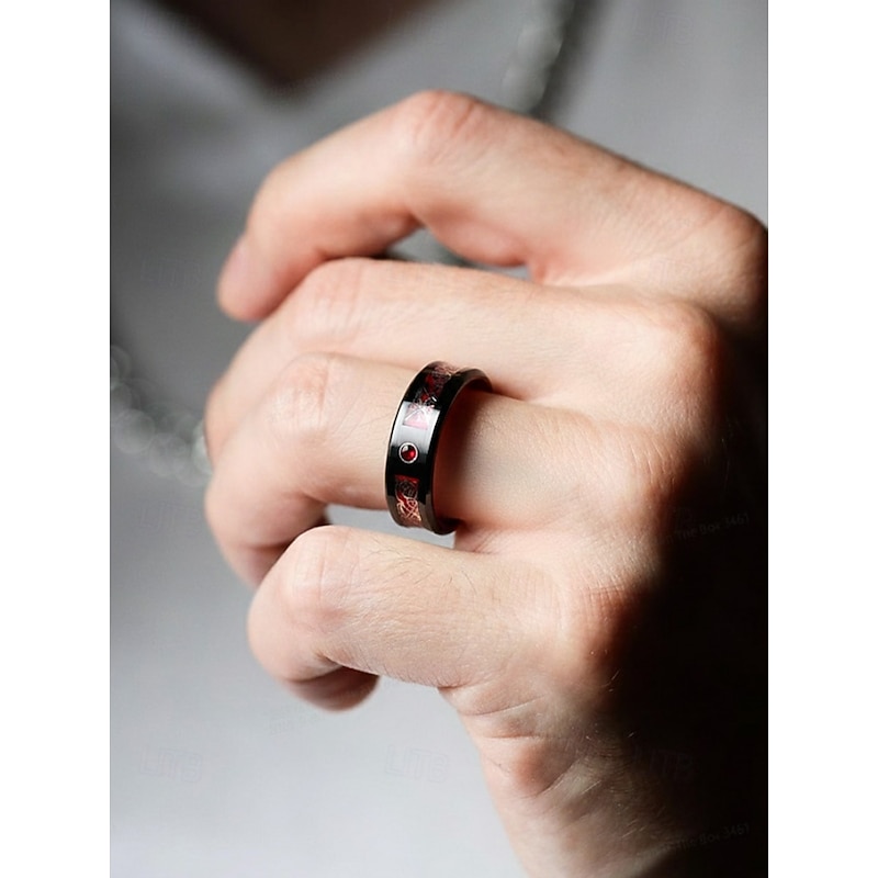 Men's Stainless Steel Celtic Pattern Ring, Stylish Multicolor Band Jewelry with Inlaid Stone, Durable Fashion Accessory, Unique Christmas Gift for Parties & Everyday Wear4