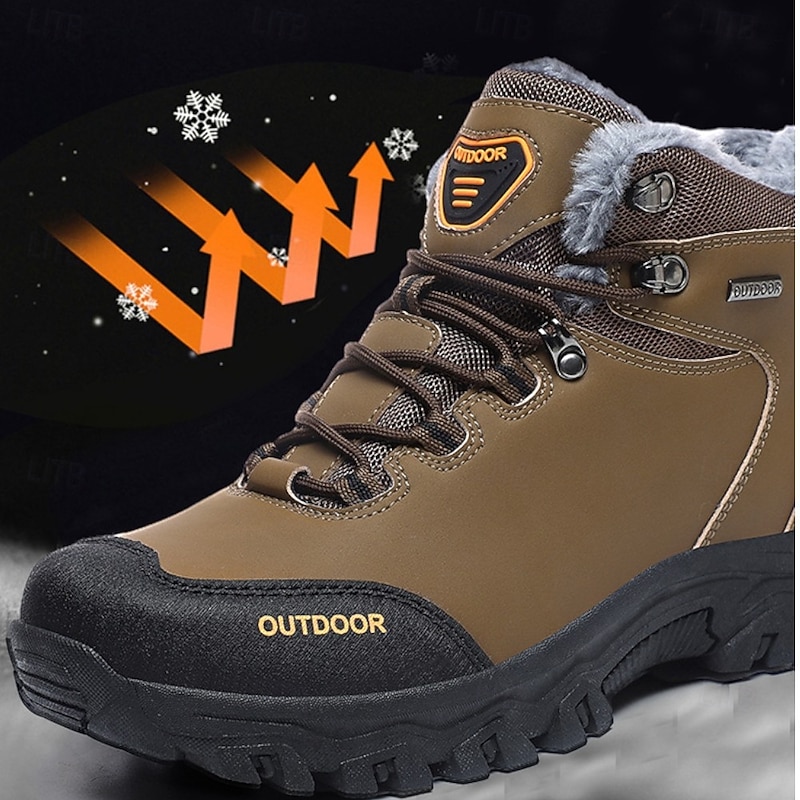 Men's Waterproof Anti-Slip Warm Hiking Boots, Outdoor Winter Trekking Shoes, Durable Insulated Work Ankle Booties3