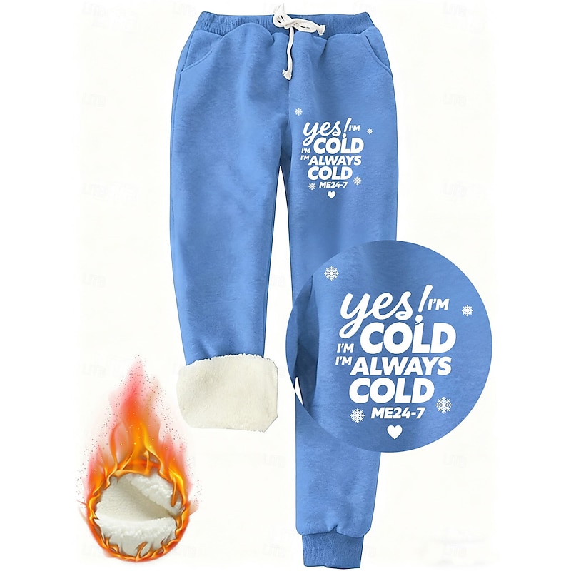 Women's Sweatpants Fleece Pants Vacation Vintage Fashion Full Length High Waist Letter Drawstring Pocket Print Thermal Warm Windproof Comfy Micro-elastic Stretchy Vacation Street Causal Black Pink