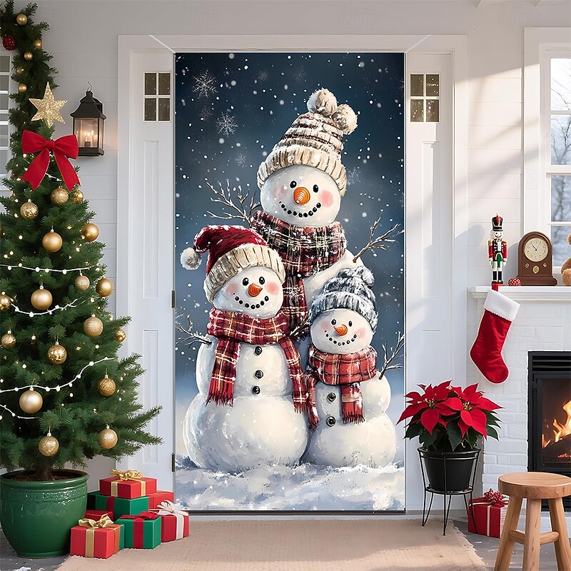 Christmas Tapestry Posters Door Cover Snowman Cute 3D Party Dorm Teens Room College Dorm Guys Man Cave Frat Bedroom Shooting Backgrounds Home Decor2