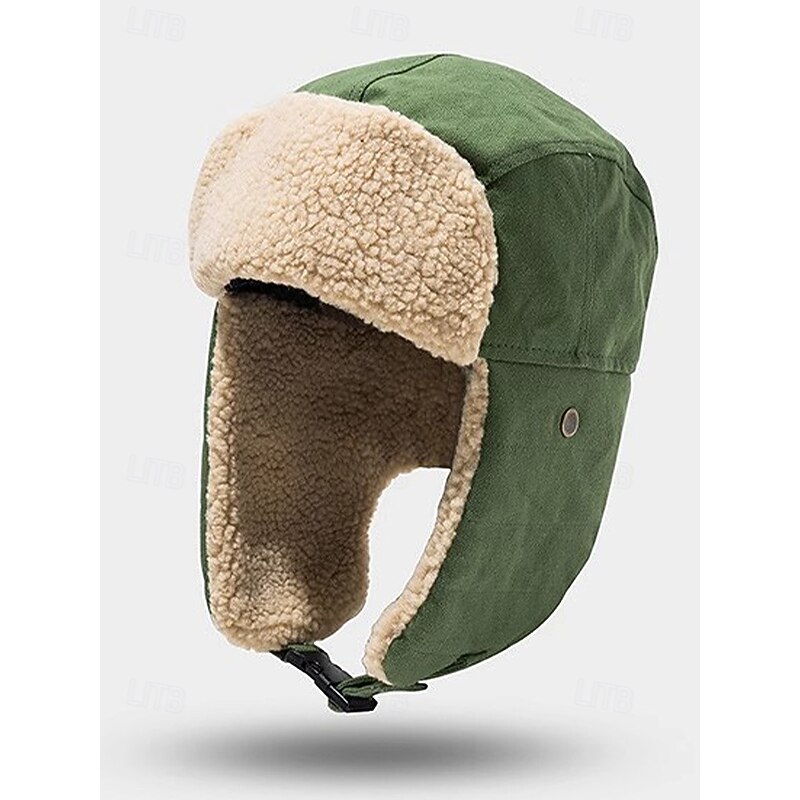 Men's Winter Trapper Hat with Ear Flaps, Warm Sherpa Lined Aviator Cap, Outdoor Windproof Hunting & Skiing Snow Hat4