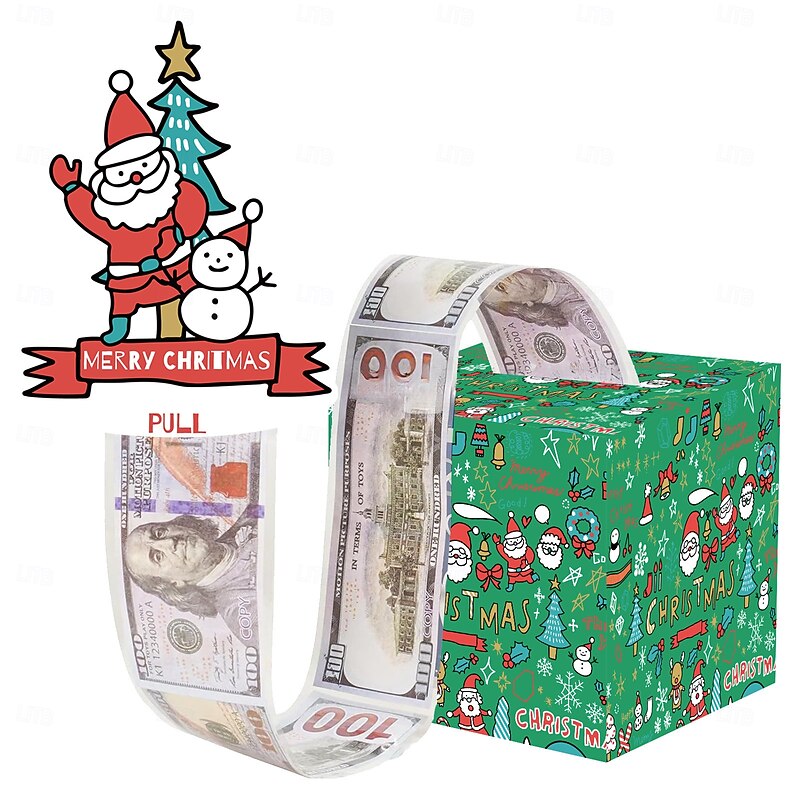 Christmas Surprise Gift Money Box, Cartoon Laminated Pull-Out Cash Box, Fun Holiday Xmas Gift for Kids and Adults4