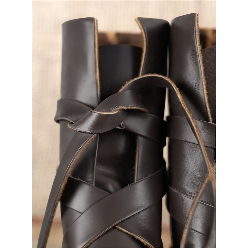 Retro Vintage Medieval Renaissance Shoes Flat Jazz Boots Turn Shoes Pirate Viking Ranger Fancy Dress Men's Women's Unisex Celtic Pirate Halloween Masquerade Party / Evening LARP Ren Faire Adults'4